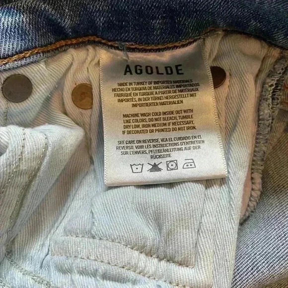 Agolde Sophie crop light wash Raw hem blue jeans size 31 - Picture 3 of 9